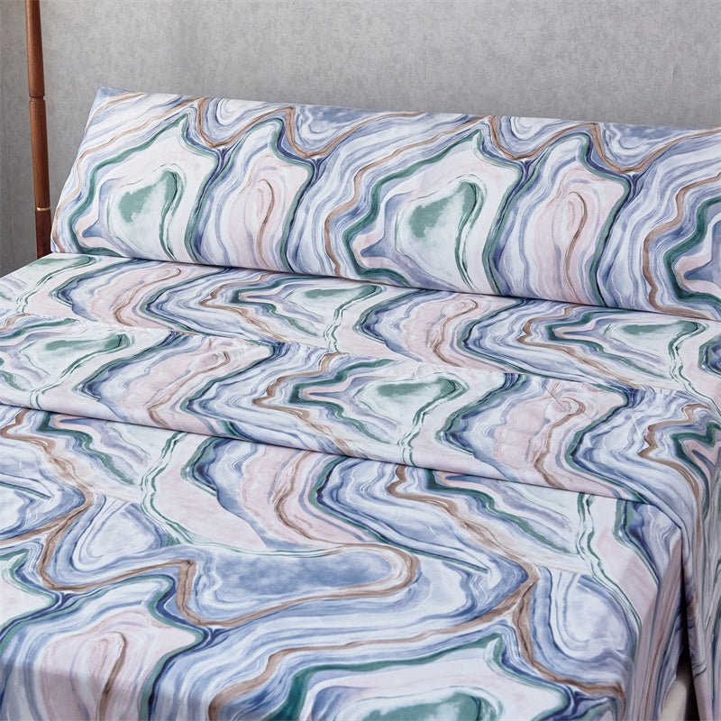 Imagen de Juego Sábanas Estampada para Cama 3 Piezas Sábana Bajera Ajustable, Encimera, Funda de Almohada 7 en color Cama 90 de Meishida